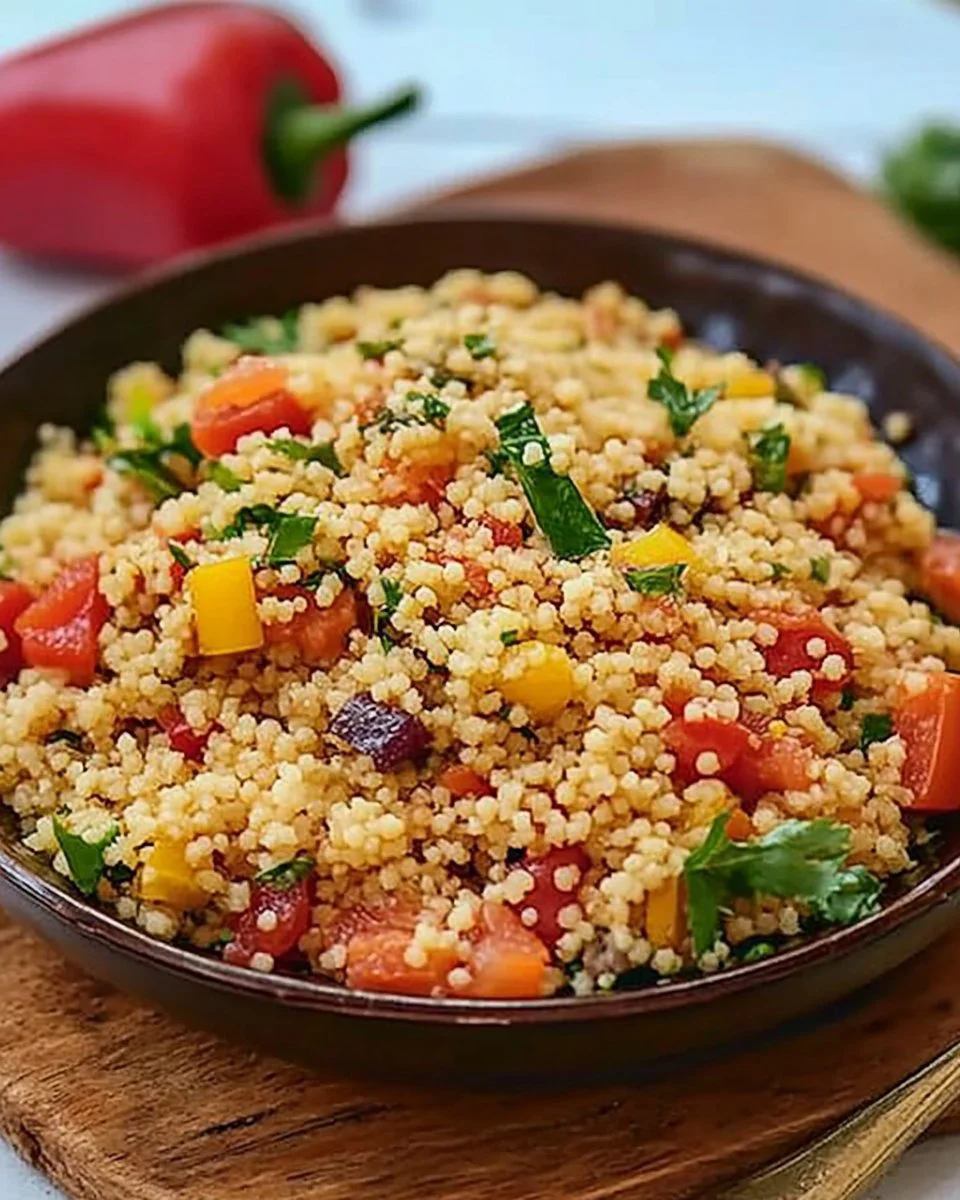 Leckerer Couscous-Salat mit frischen Zutaten und würziger Note
