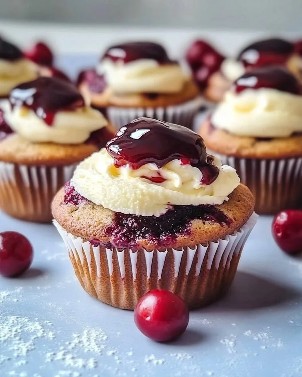 Donauwellen Muffins mit Pudding auf einem Teller serviert