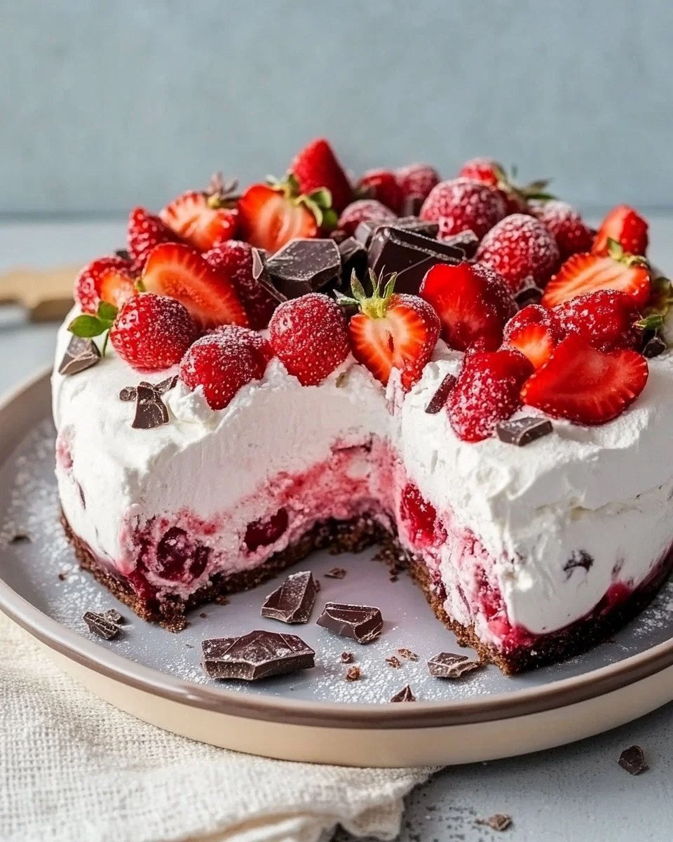 Eistorte mit Erdbeeren