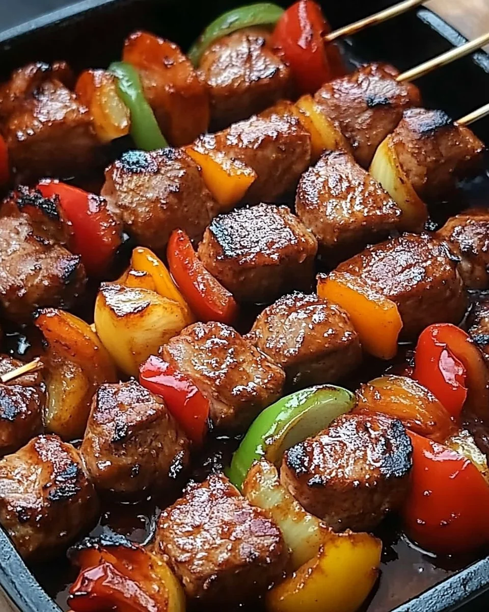 Fantastischer Schaschlik auf dem Grill mit selbstgemachter Schaschliksoße