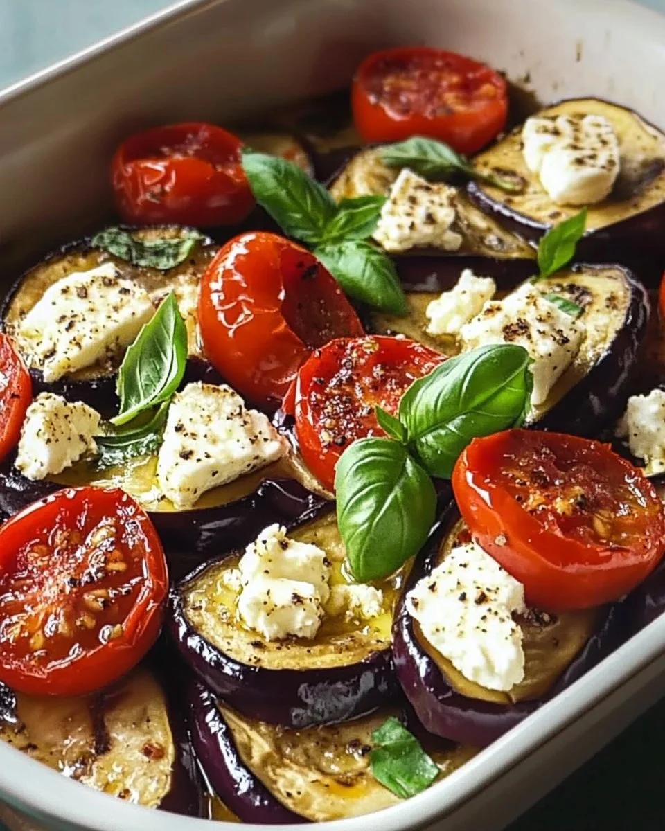 Gebackene Auberginen mit Feta und Kirschtomaten