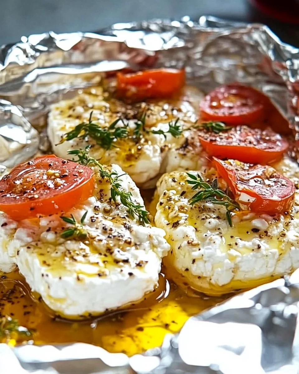 Leckere Portion gebackener Schafskäse auf einem Teller, garniert mit Kräutern.