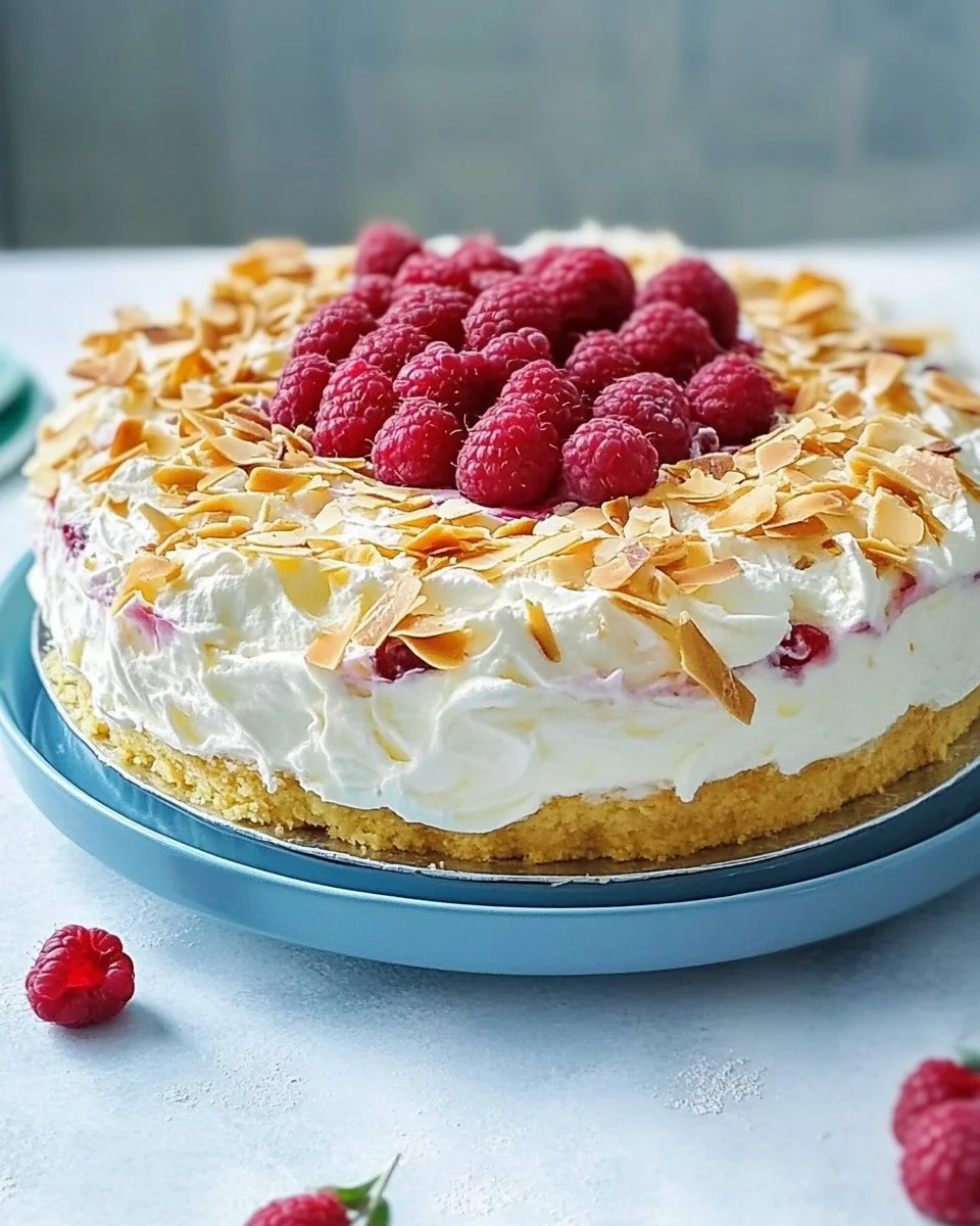 Himmelstorte mit Himbeeren