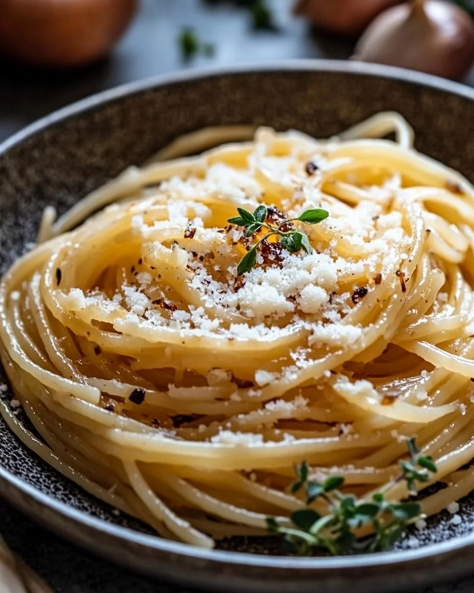 Karamellisierte Zwiebel-Pasta mit frischen Kräutern und Parmesan