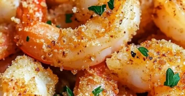 Knoblauch-Parmesan-Garnelen aus der Heißluftfritteuse, knusprig und delikat zubereitet.