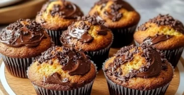 Leckere Nutella-Muffins mit Schokoladengeschmack auf einem Teller