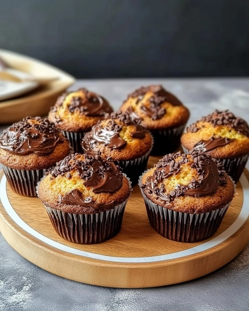 Leckere Nutella-Muffins mit Schokoladengeschmack auf einem Teller