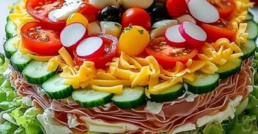 Leckere und kreative Partytorte aus frischem Salat für Feiern