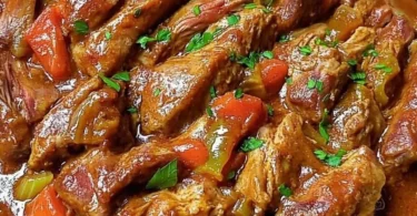 Ein köstlicher Räuberbraten mit aromatischen Gewürzen serviert.