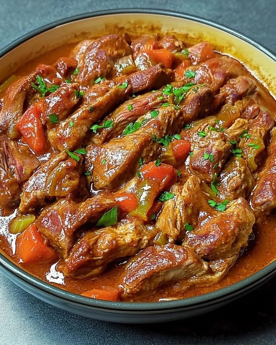 Ein köstlicher Räuberbraten mit aromatischen Gewürzen serviert.