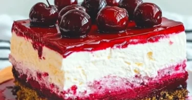 Delizioso Rotkäppchenkuchen mit Fruchtfüllung und Sahne-Topping