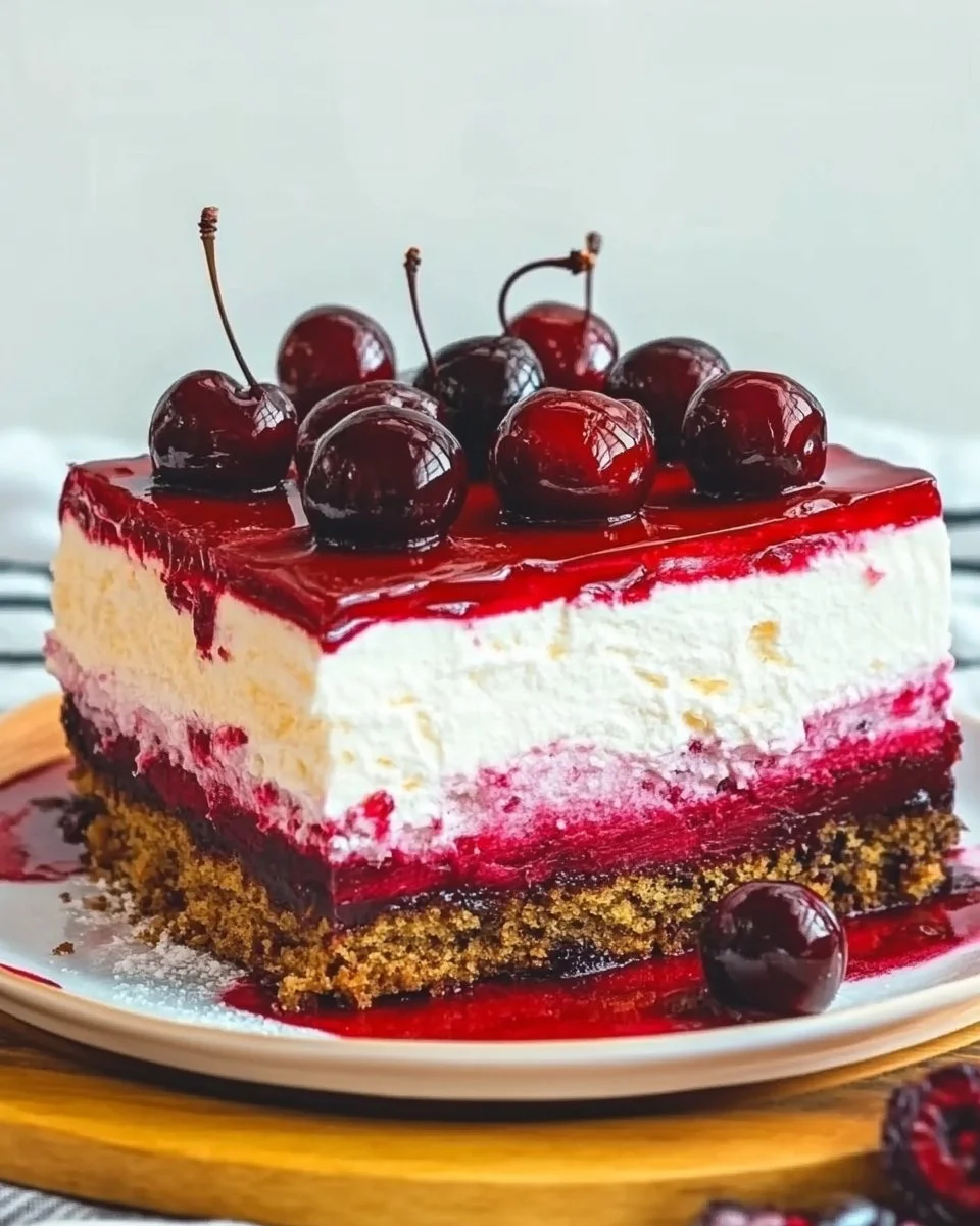 Delizioso Rotkäppchenkuchen mit Fruchtfüllung und Sahne-Topping