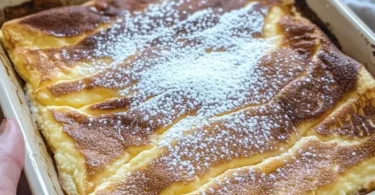 Leckere Ruck Zuck Ofenpfannkuchen frisch aus dem Ofen serviert.