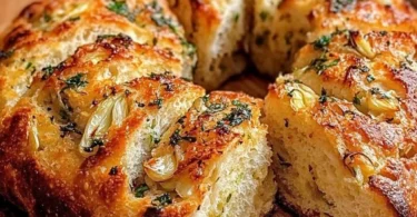 Selbstgebackenes Knoblauchbrot frisch aus dem Ofen