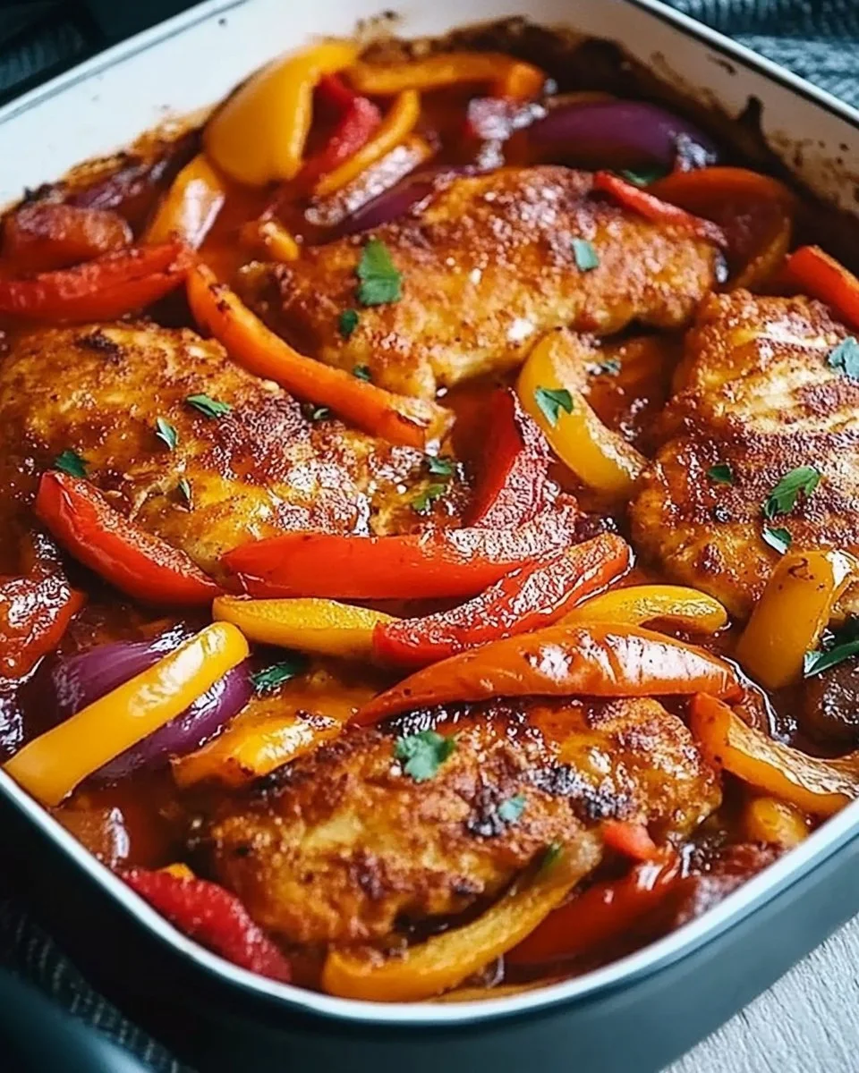 Zigeuner Schnitzel frisch aus dem Ofen, serviert mit Beilage und Sauce.