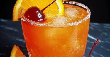 Aperol Sour Cocktail mit Zitrone und Eiweiß in einem stilvollen Glas