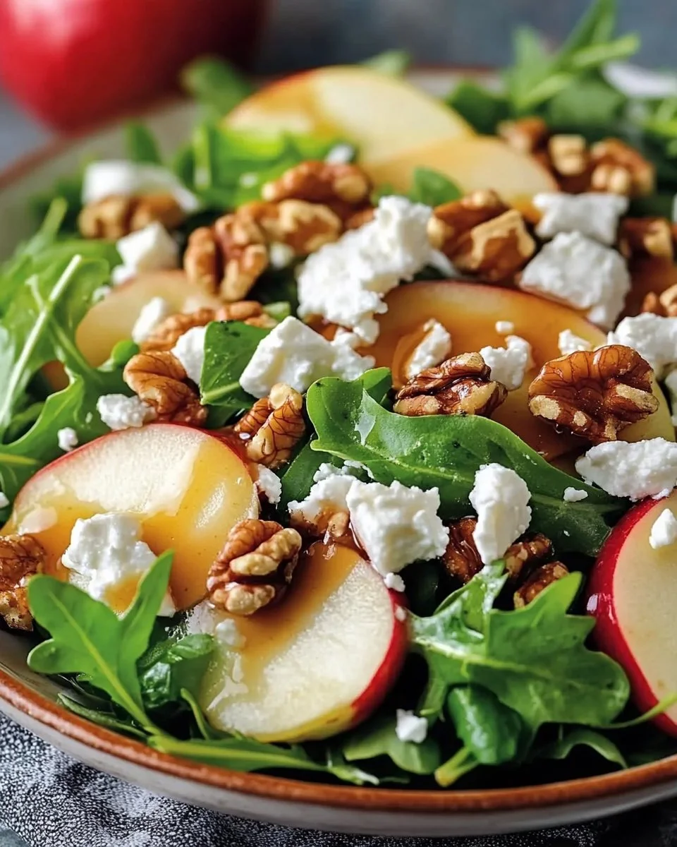 Apfel-Walnuss-Salat mit frischen Äpfeln und gehackten Walnüssen auf einem Teller