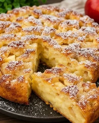 Köstlicher Apfelkuchen mit frisch gebackenen Äpfeln und Zimt
