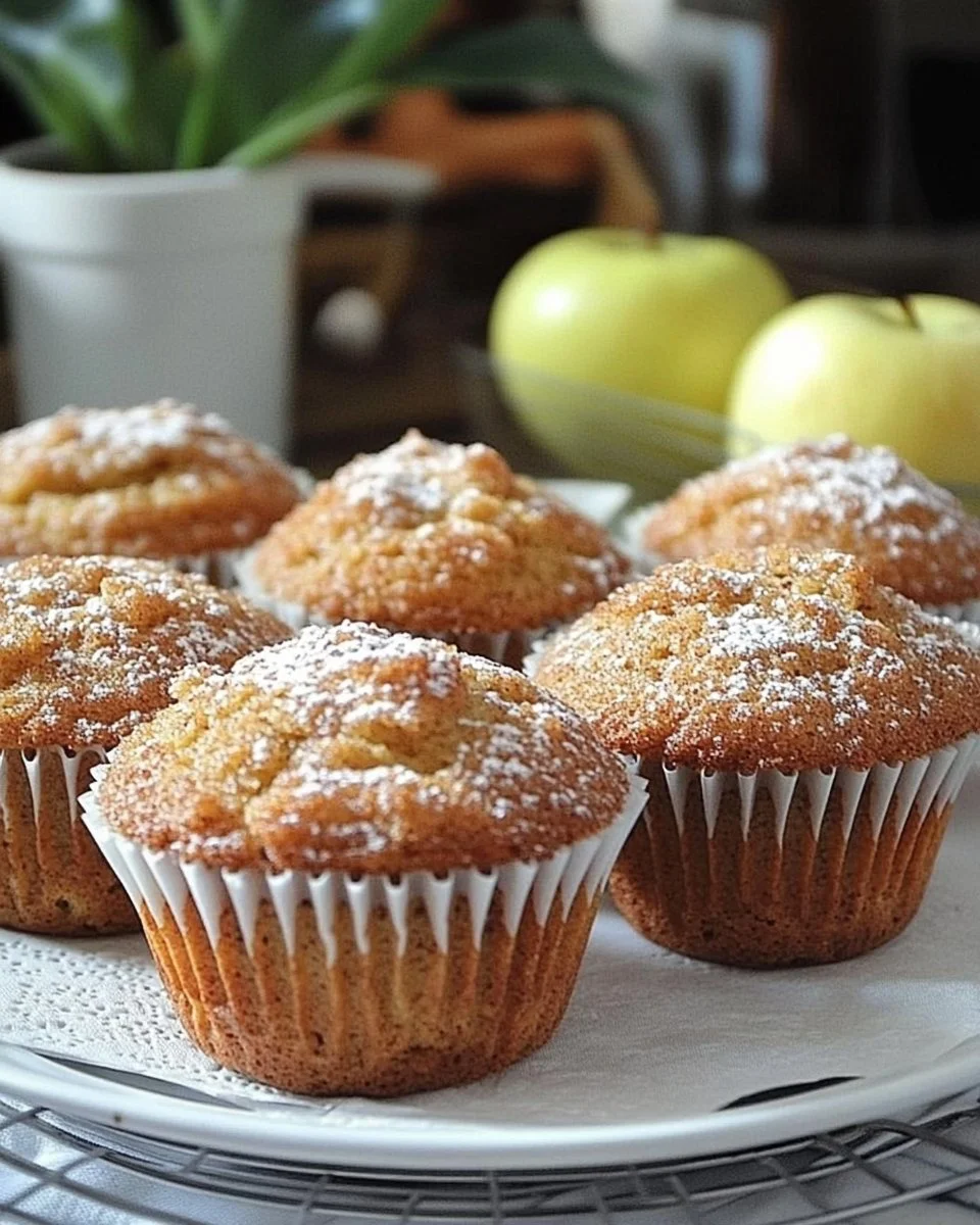 Frisch gebackene Apfelmus Muffins auf einem Teller