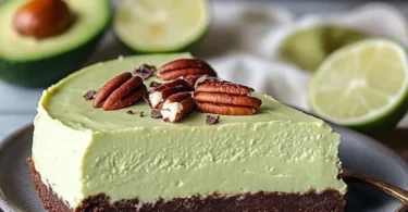 Cremiger Avocado-Käsekuchen auf einem Teller