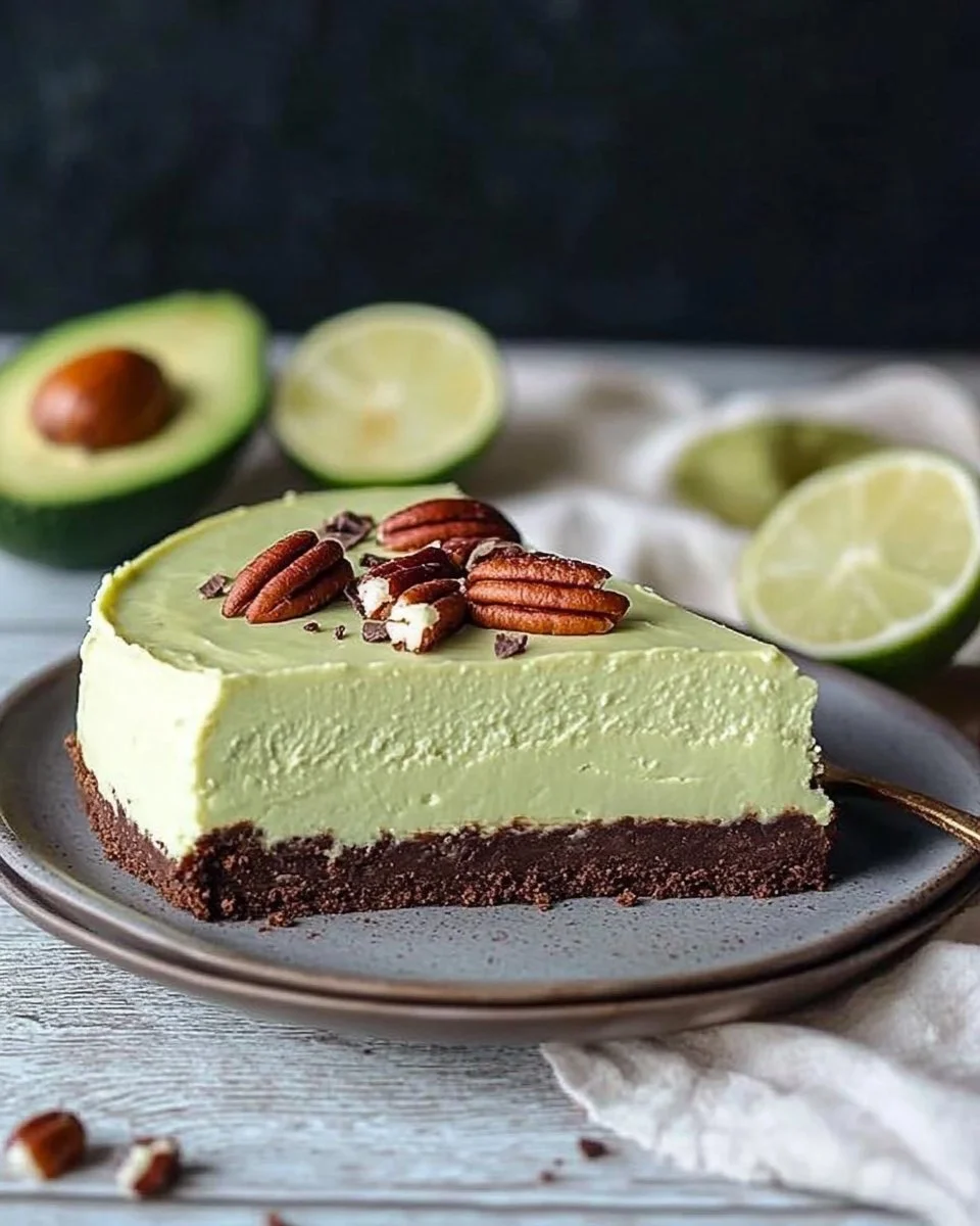 Cremiger Avocado-Käsekuchen auf einem Teller
