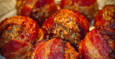 Leckere Bacon-Umwickelte Fleischbällchen auf einem Teller serviert