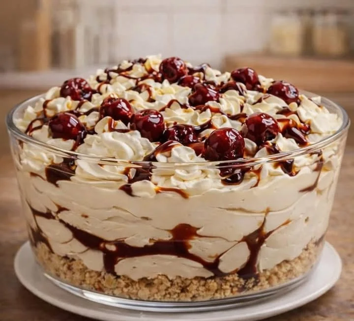 Ein Glas Bailey’s Creme mit köstlicher Schokoladensoße und Sahne