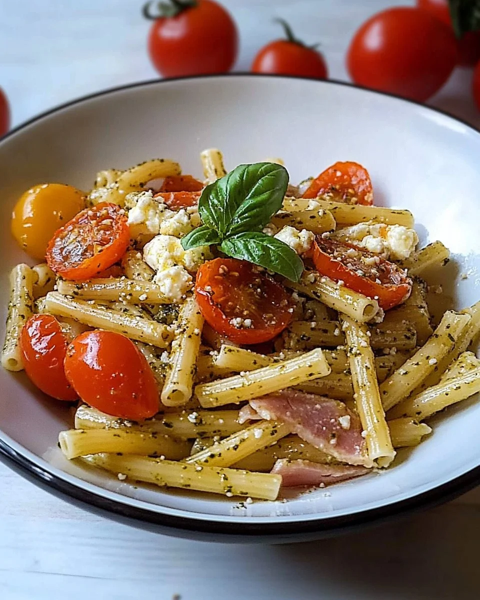 Basilikum-Sesam-Pasta mit Feta