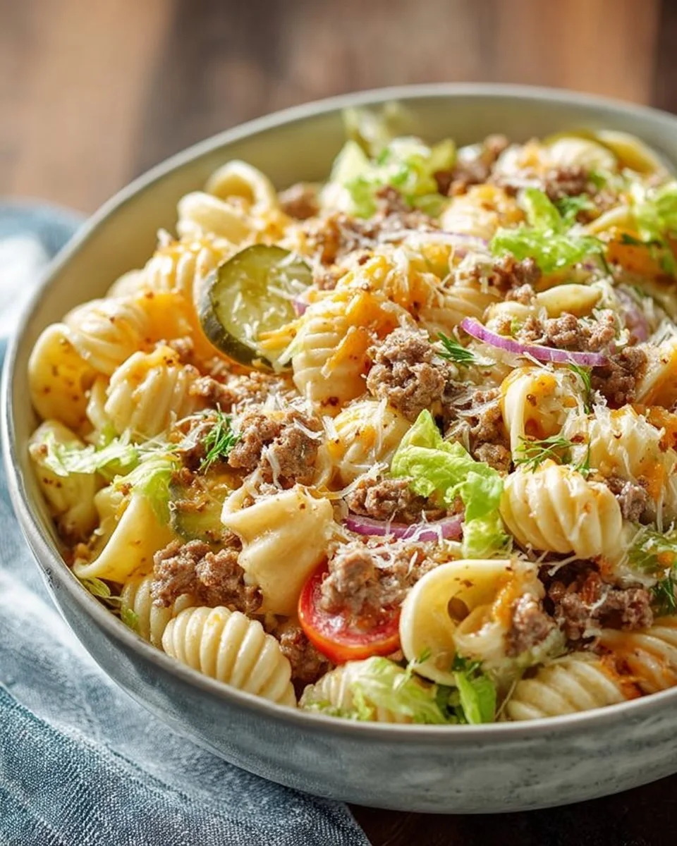 Big Mac Nudelsalat mit Nudeln, Soße und frischem Gemüse