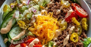 Leckere Big Mac Salat-Schalen serviert auf einem Tisch.