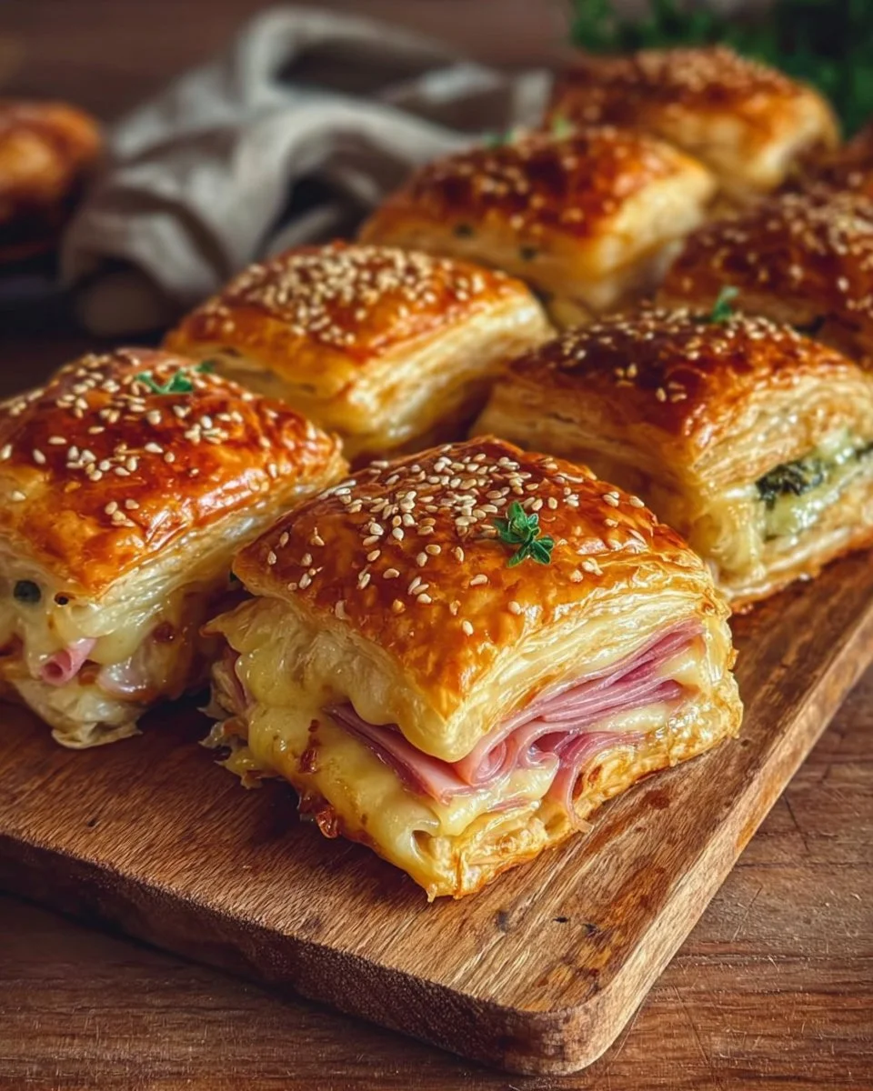 Blätterteig-Puten-Käse-Snacks auf einem Teller serviert