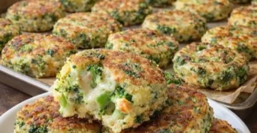 Leckere Brokkoli Käsetaler auf einem Teller serviert