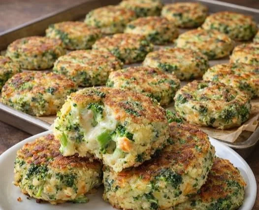 Leckere Brokkoli Käsetaler auf einem Teller serviert