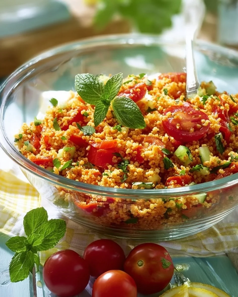 Bulgursalat mit frischem Gemüse und Kräutern, ein gesunder Genuss