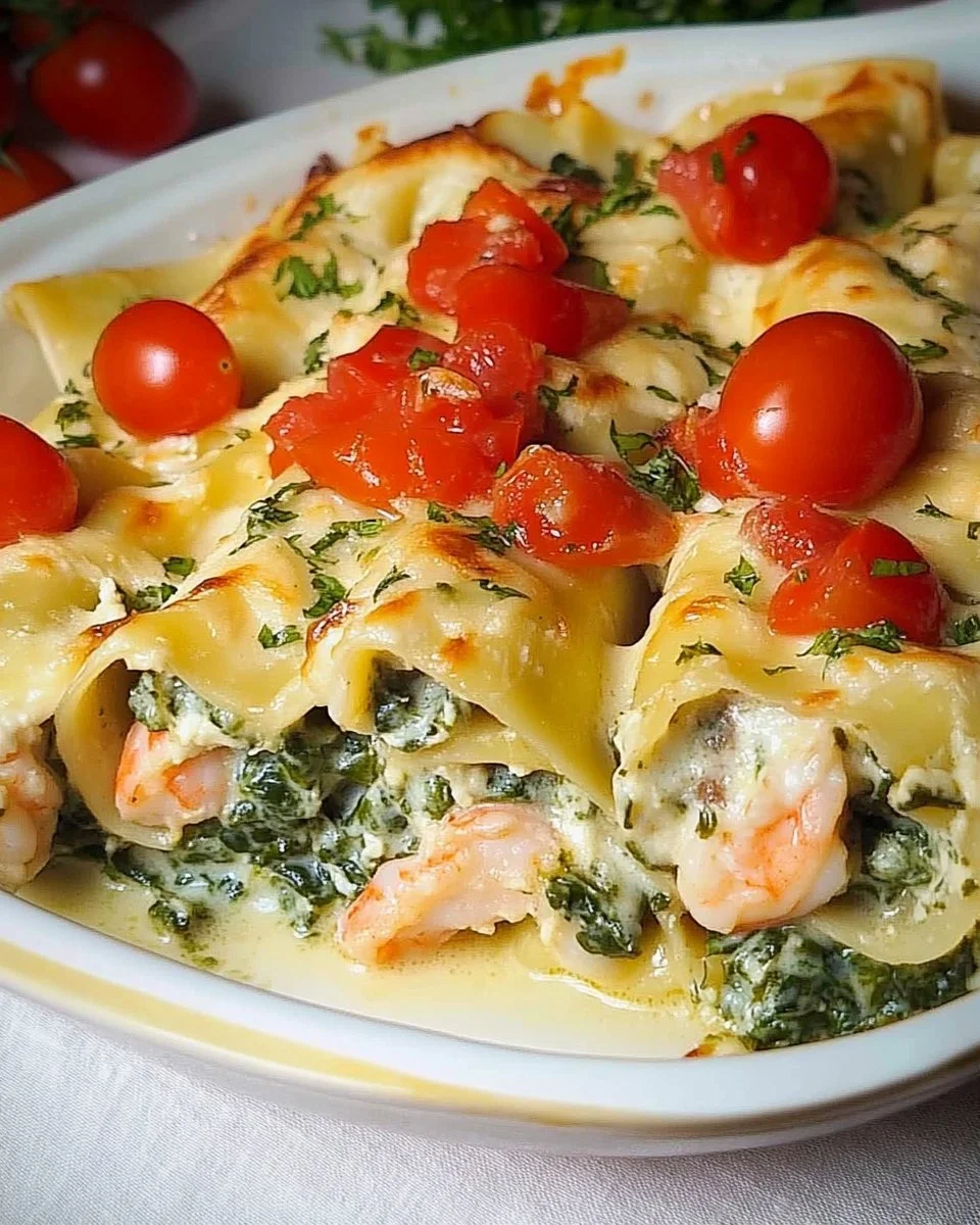 Cannelloni with salmon and spinach