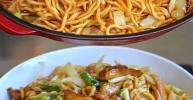 Schüssel mit frischen Chinesischen Nudeln und Gemüse.