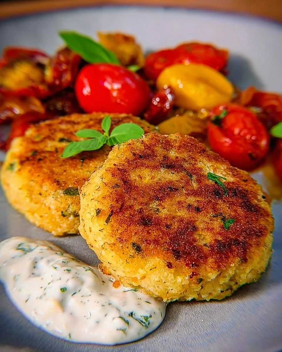 Couscous-Puffer mit Käse auf einem Teller serviert