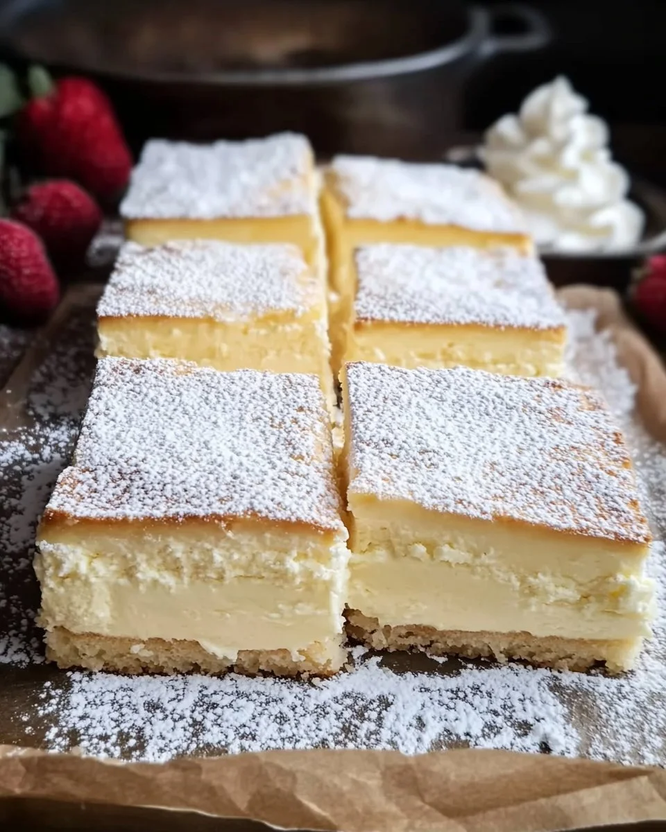 Leckere Cremeschnitten aus Blätterteig mit sahniger Füllung auf einem Teller.