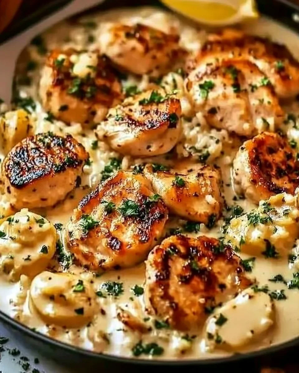 Cremiges Hähnchen mit Reis