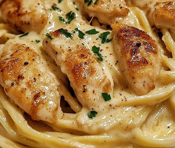 Cremiges Hühnchen Alfredo mit Parmesan & Knoblauch