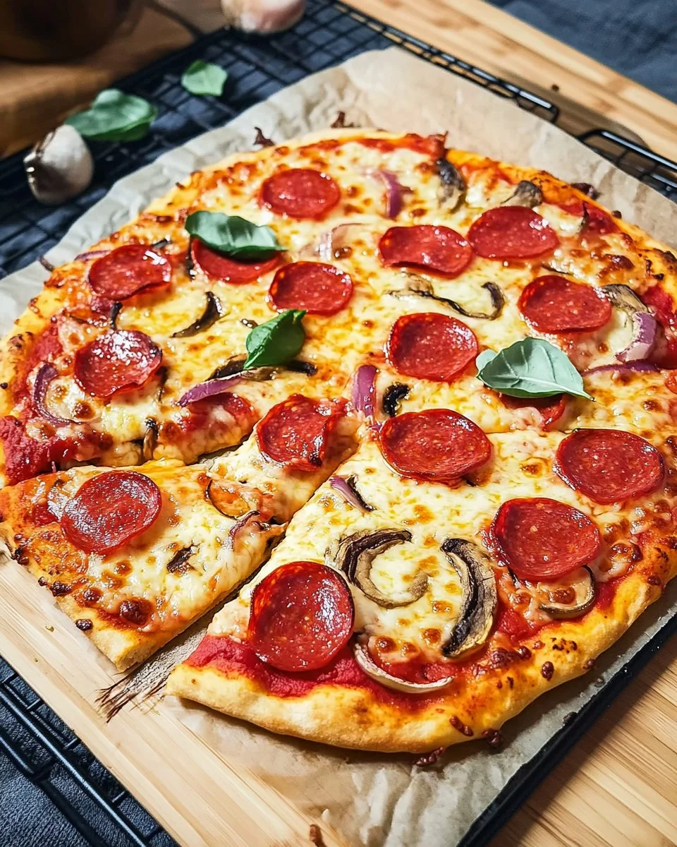 Eine leckere Pizza ohne Kohlenhydrate mit frischen Zutaten und Käse