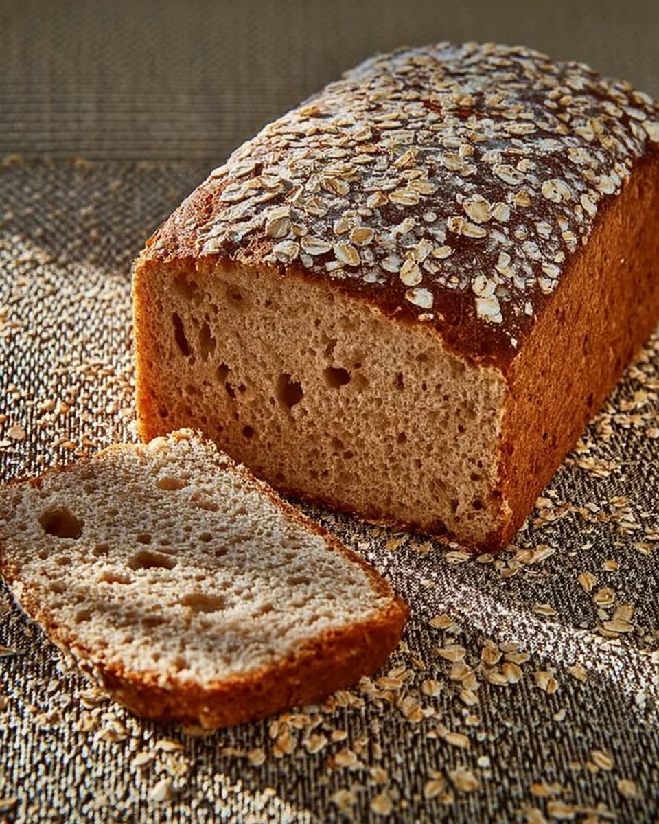 Frisches Dinkel-Hirse-Vollkornbrot auf einem Holzbrett