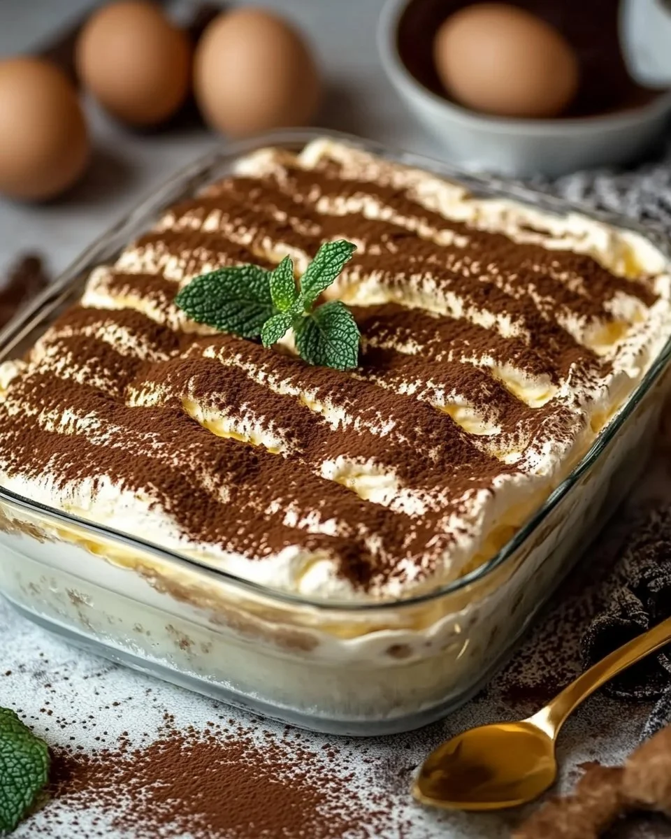 Ein verführerisches Eierlikör-Tiramisu in einer eleganten Servierschale.