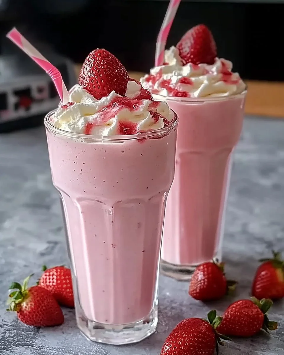 Erdbeer-Milchshake mit 3 Zutaten in einem Glas