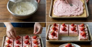 Leckere Erdbeer-Schmand-Schnitten mit frischen Erdbeeren und Schmand