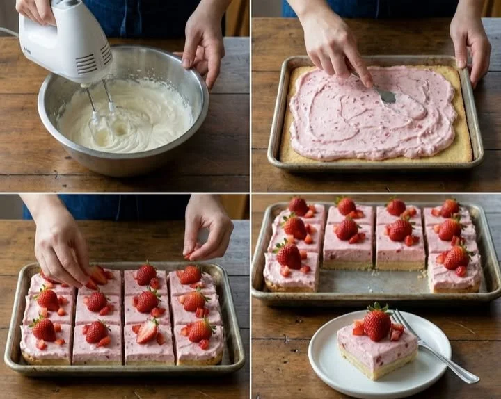 Leckere Erdbeer-Schmand-Schnitten mit frischen Erdbeeren und Schmand