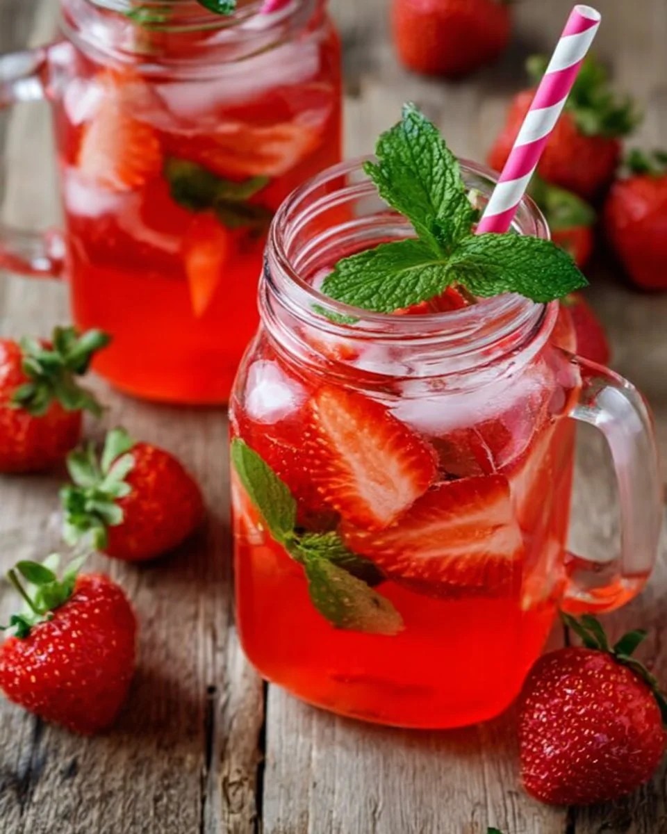 Leckere Erdbeerbowle mit frischen Erdbeeren und Sekt serviert