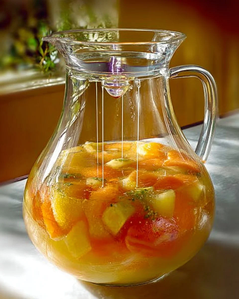 Exotischer Tropen-Punsch in einem bunten Glas mit Früchten dekoriert