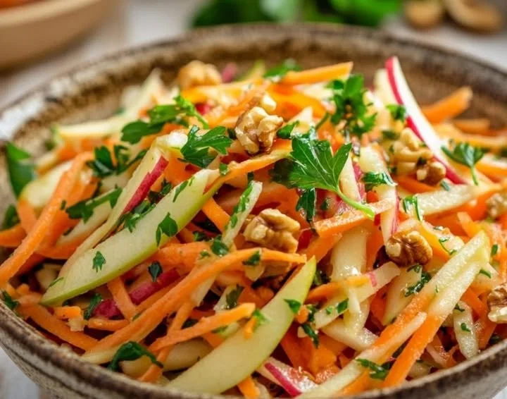 Frühlingssalat mit Kohlrabi, Möhren und Apfel