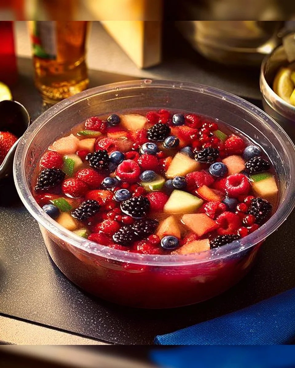 Fruchtiger Sommer-Punsch mit und ohne Alkohol in einem Glas serviert